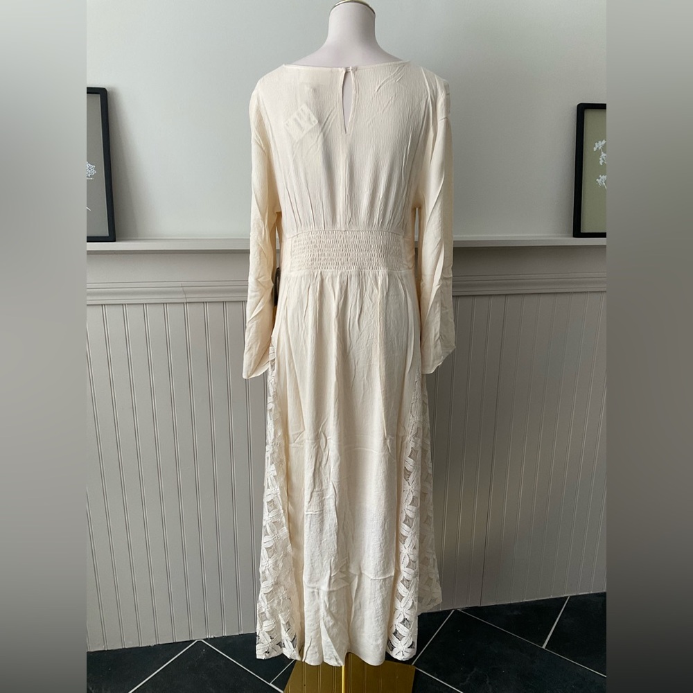 Melloday Woven Gauze Inset Maxi Dress Large NWT - Picture 3 of 5